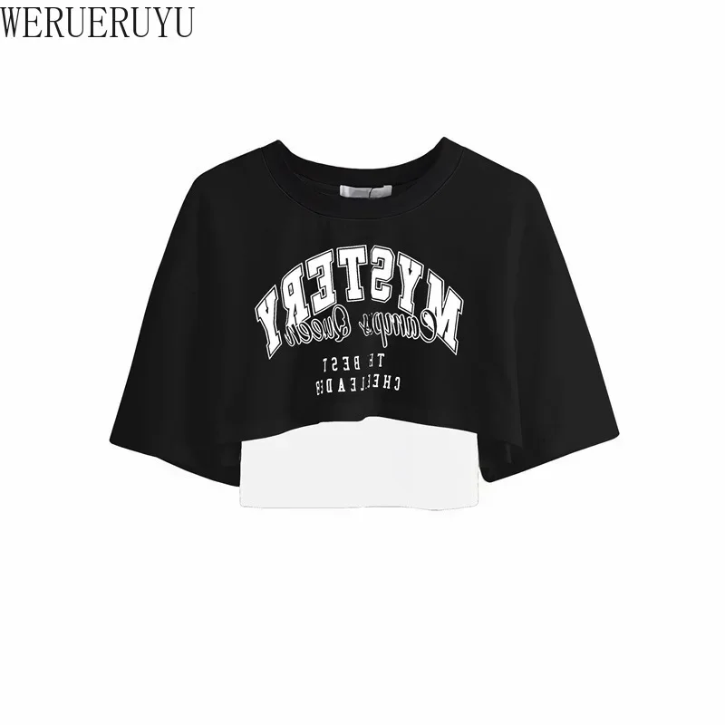 Vintage dwuczęściowy zestaw damski crop top z nadrukiem Y2K Niebieski