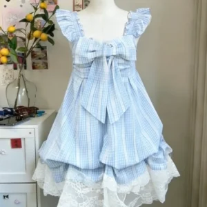 Vintage mini sukienka koronkowa retro bez rękawów w stylu 2000s Beżowy