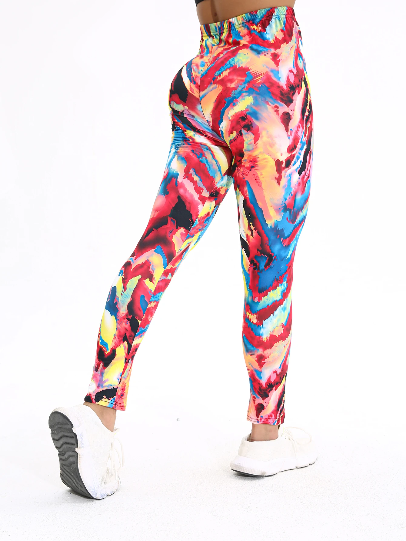 Wełniane legginsy tie-dye damskie na jesień zimowe fitness Wielo