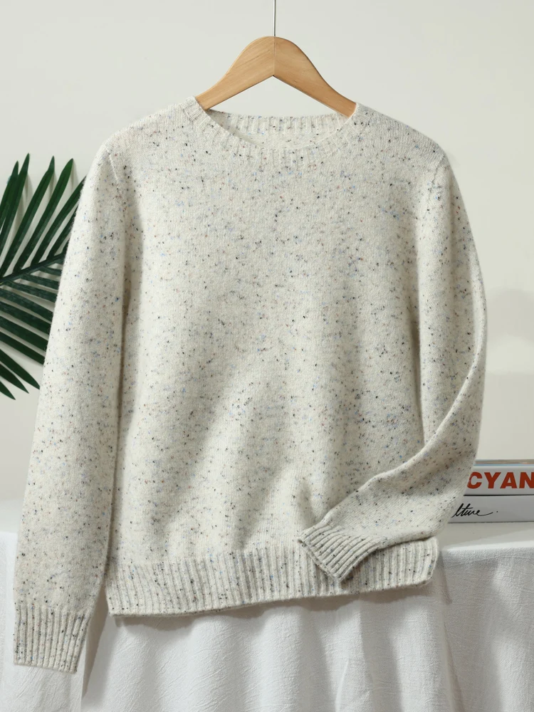 Wełniany sweter z okrągłym dekoltem 100% merino Crème blanche