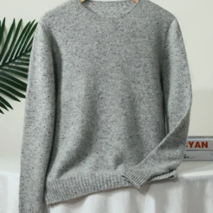 Wełniany sweter z okrągłym dekoltem 100% merino Szary