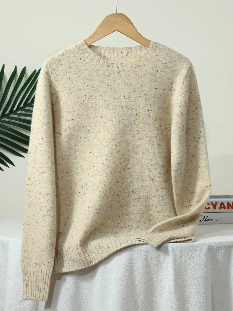 Wełniany sweter z okrągłym dekoltem 100% merino Żółty