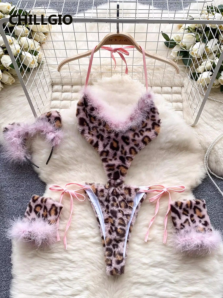 Welurowe body damskie halter w cętki, dopasowany krój Różowy