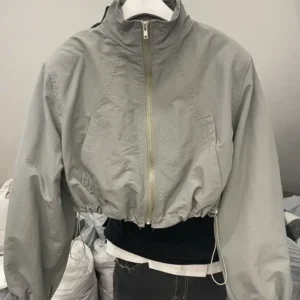 Wiatrówka damska vintage Harajuku krótka oversize Beżowy