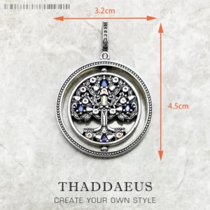 Wisiorek amulet ze srebra próby 925 z symbolami szczęścia Ciemnoszary