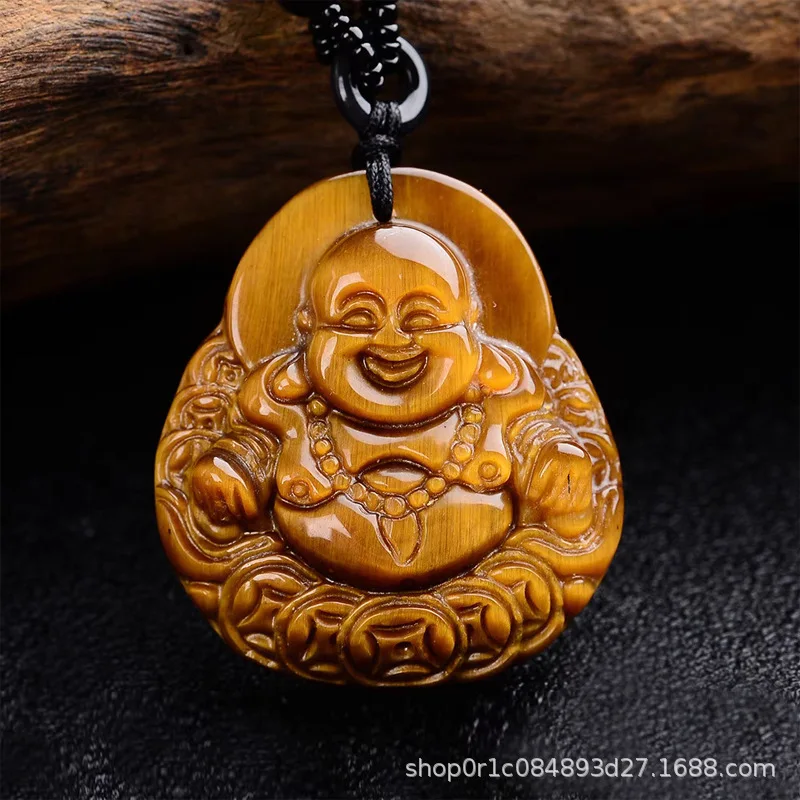 Wisiorek z kamienia naturalnego — tygrysie oko, Pixiu, Guanyin Jasny