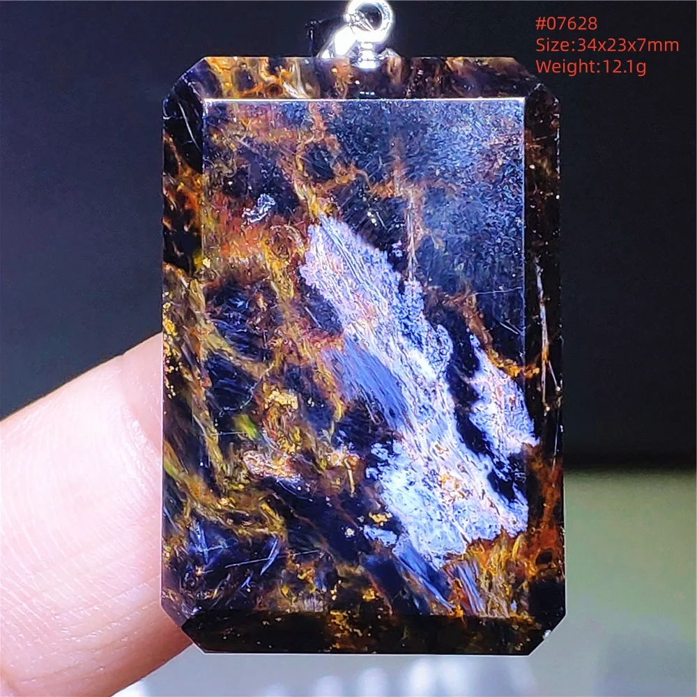 Wisiorek z naturalnego kamienia pieterzyt crop wody Zielony fluorescencyjny