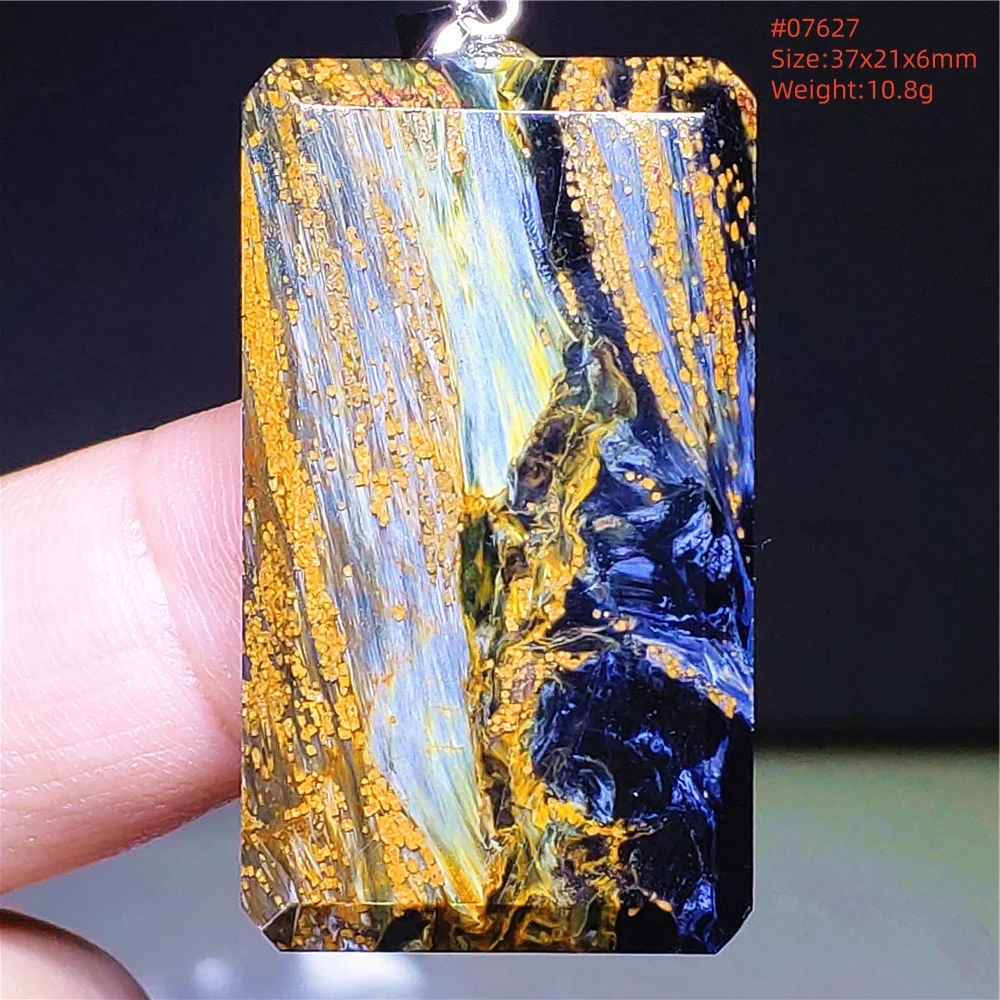 Wisiorek z naturalnego kamienia pieterzyt crop wody żółty fluorescencyjny