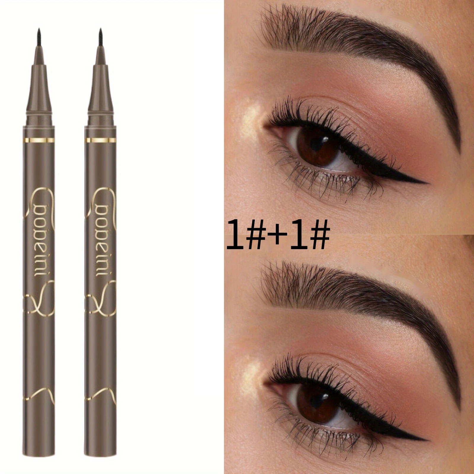 Wodoodporny eyeliner w płynie z ultracienką końcówką — czarny i brązowy Jasnoszary