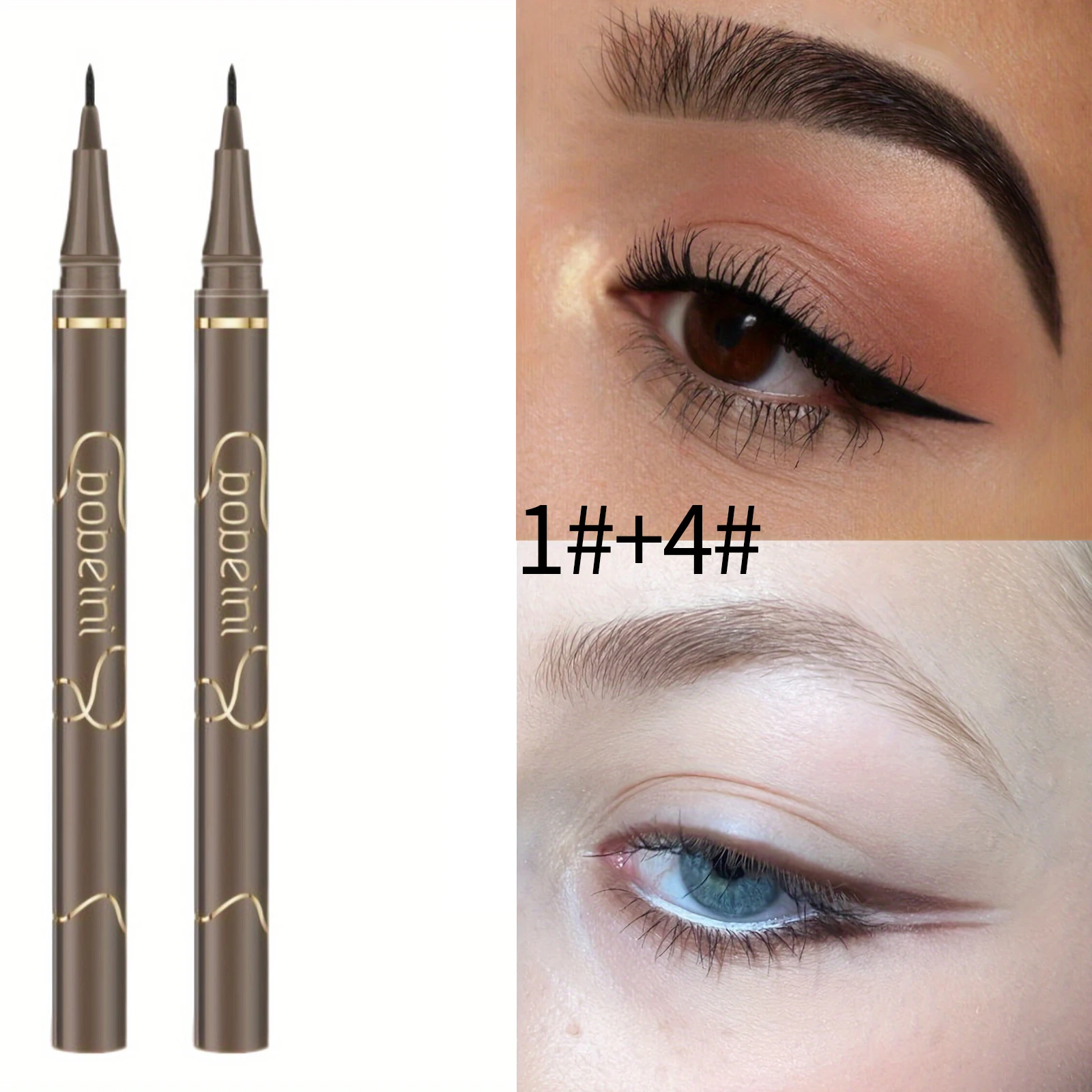Wodoodporny eyeliner w płynie z ultracienką końcówką — czarny i brązowy Jasnozielony