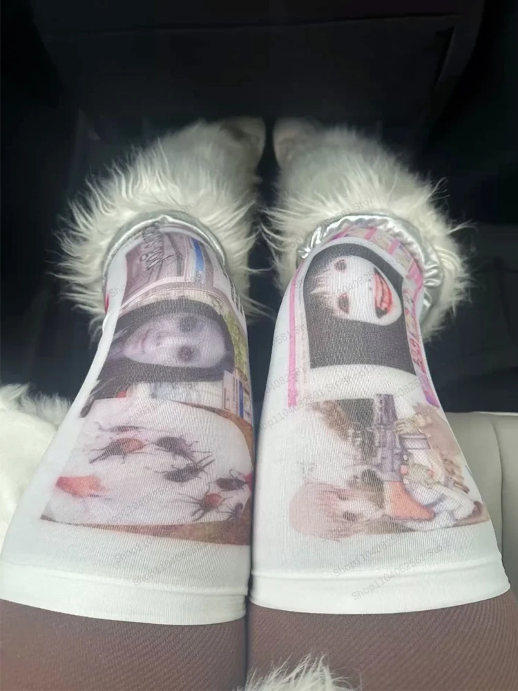 Wysokie skarpety Y2K z nadrukiem w stylu Harajuku Błękitny
