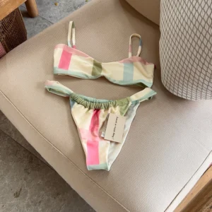 Wzorzyste bikini push up brazylijskie na lato Beżowy