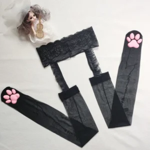 Rajstopy i zakolanówki z kocimi łapkami 3D Kawaii Złoto