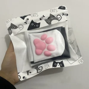 Zakolanówki z silikonowymi łapkami kota 3D Czerwony
