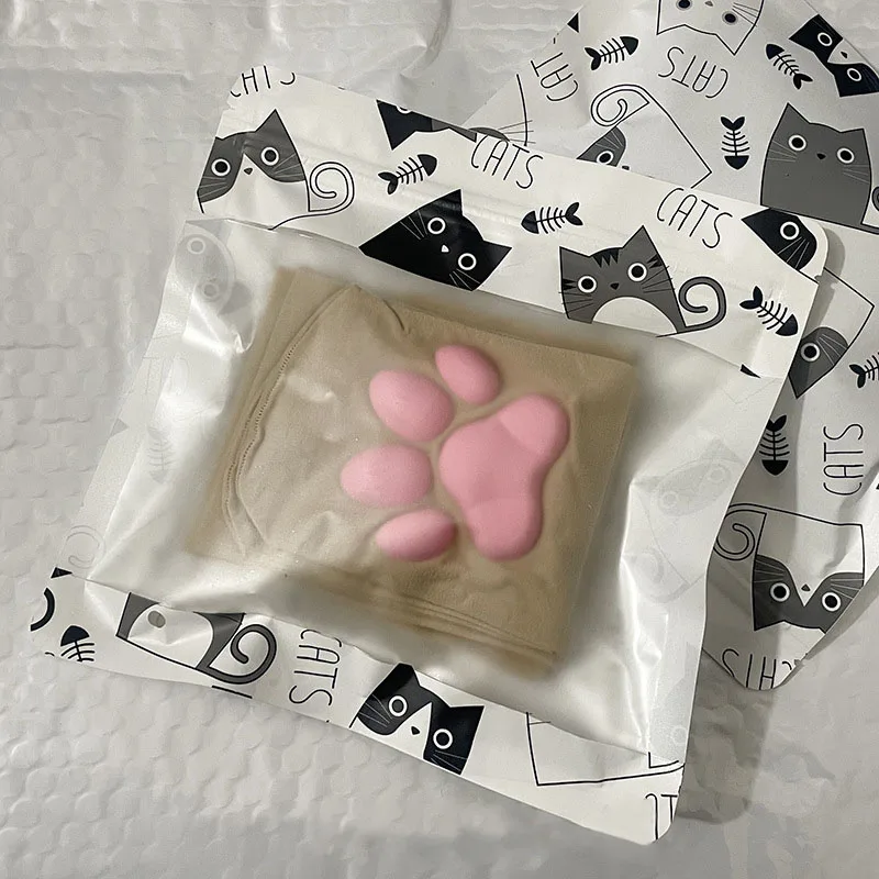 Zakolanówki z silikonowymi łapkami kota 3D Pomarańczowy