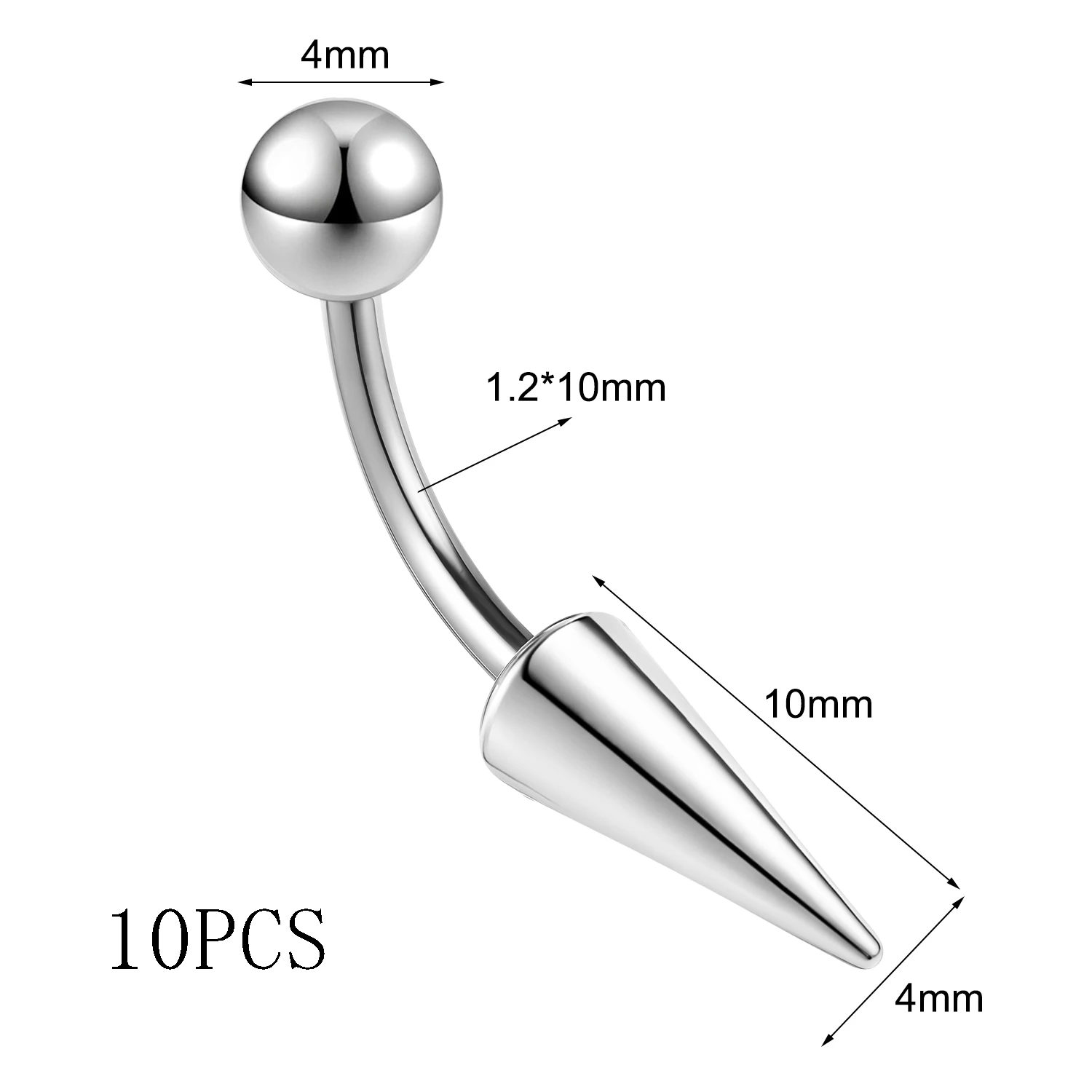 Zestaw 10 szt zakrzywionych barbelli 16G do piercingu brwi z kolcami Antyczna miedź platerowana