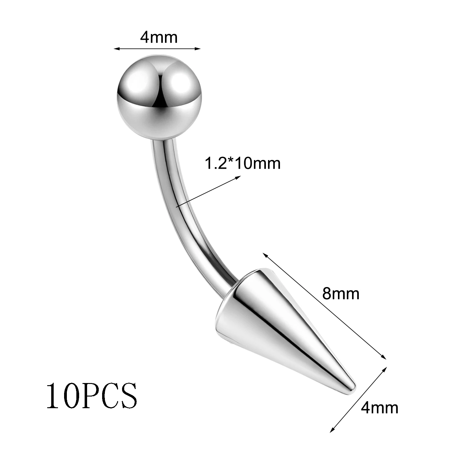 Zestaw 10 szt zakrzywionych barbelli 16G do piercingu brwi z kolcami Antyczny brąz platerowany