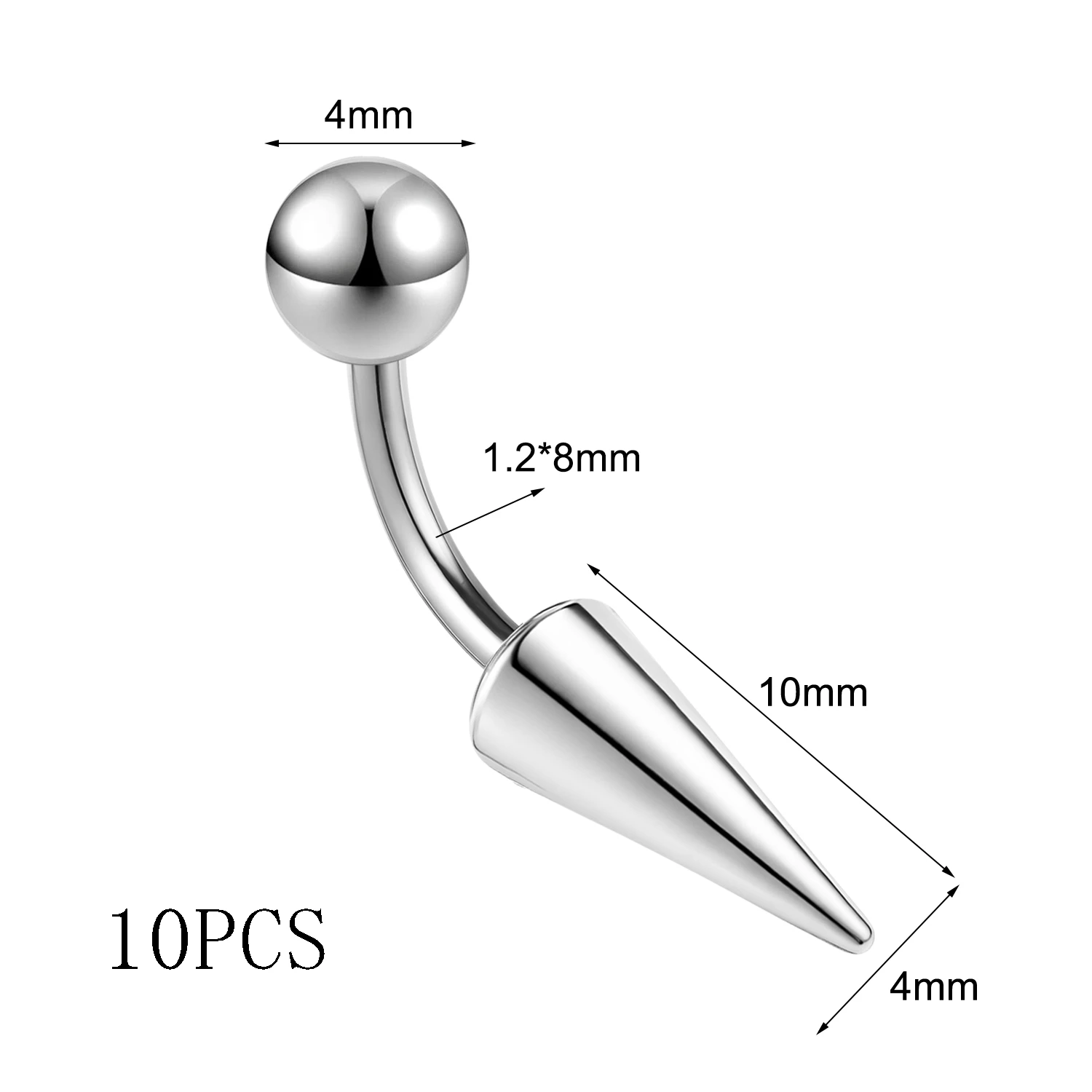 Zestaw 10 szt zakrzywionych barbelli 16G do piercingu brwi z kolcami Czarny, platerowany pistoletem