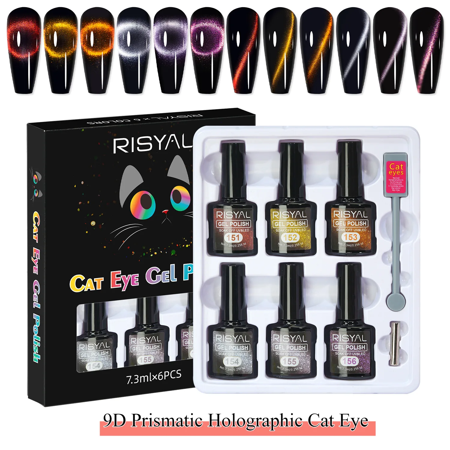 Żel do paznokci 9D Cat Eye magnetyczny efekt kociego oka Niebieski