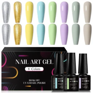 Zestaw 8 magnetycznych żeli do paznokci Rainbow Cat 9D — manicure hybrydowy Lawenda