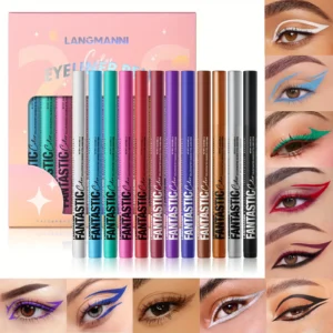 Zestaw 12 kolorowych eyelinerów wodoodpornych długotrwałych Armijna zieleń