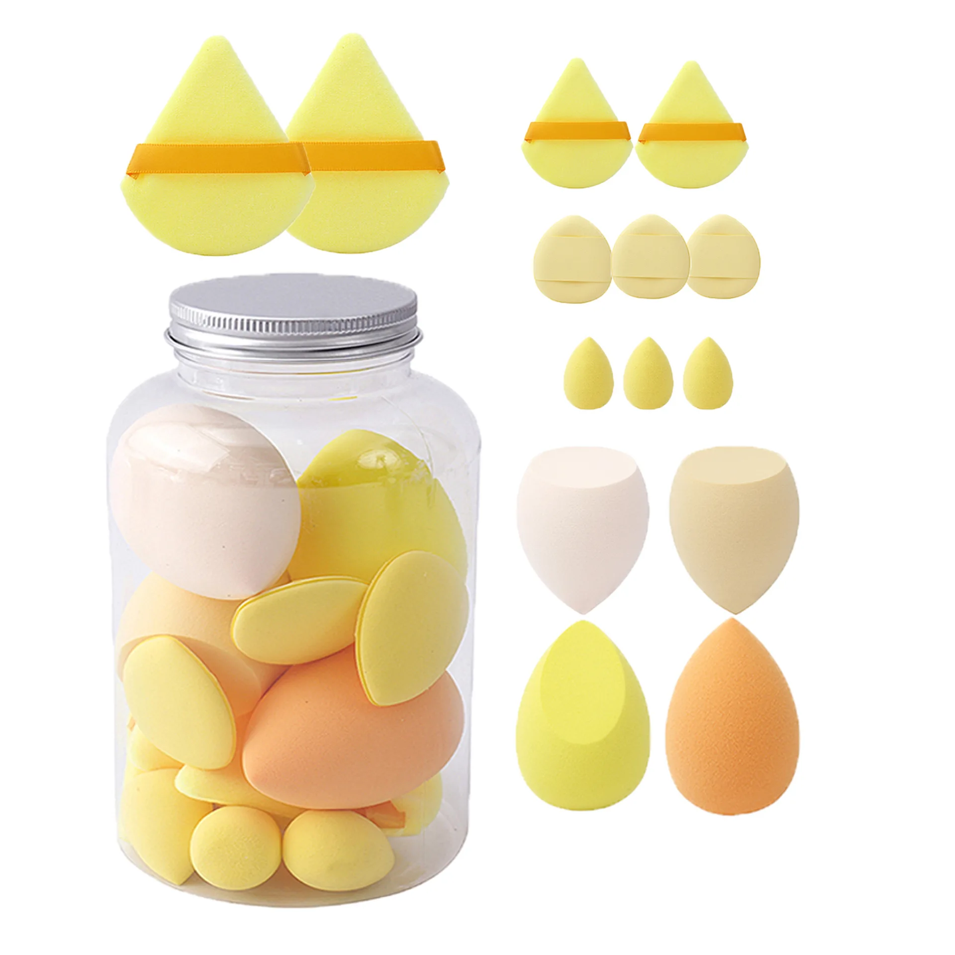 Zestaw 14 gąbek kosmetycznych beauty egg — podkład i puder Niebieski