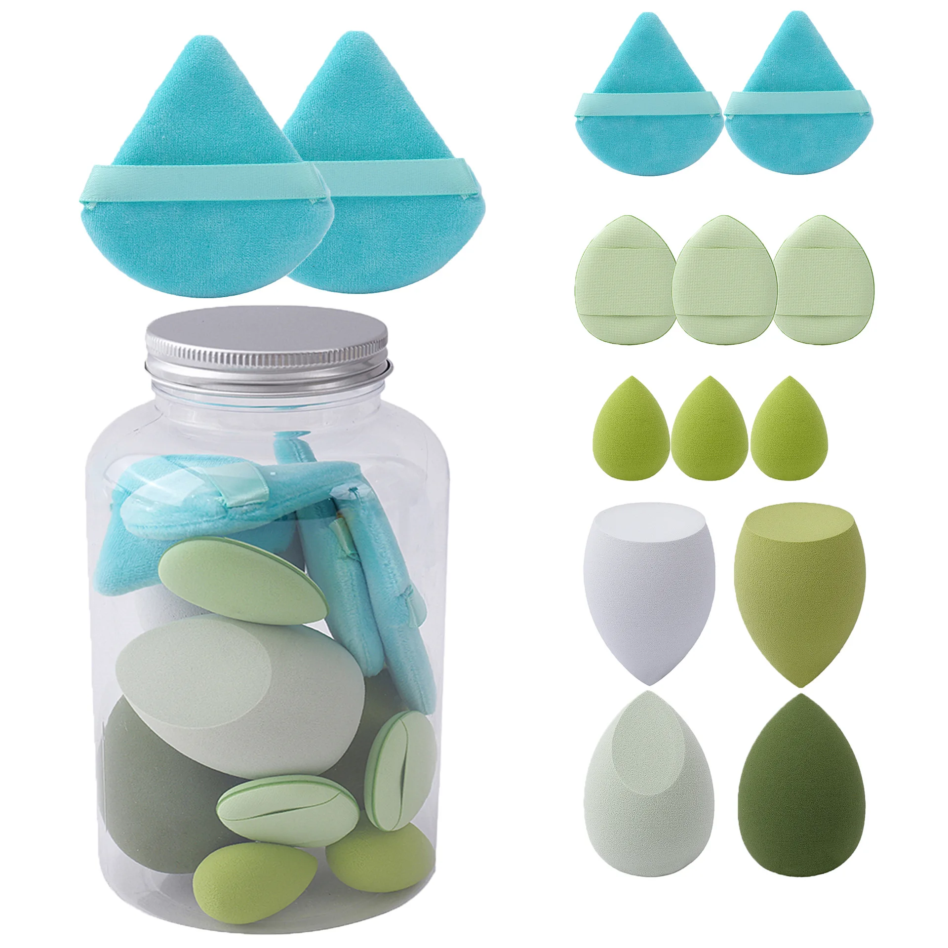 Zestaw 14 gąbek kosmetycznych beauty egg — podkład i puder Różowy