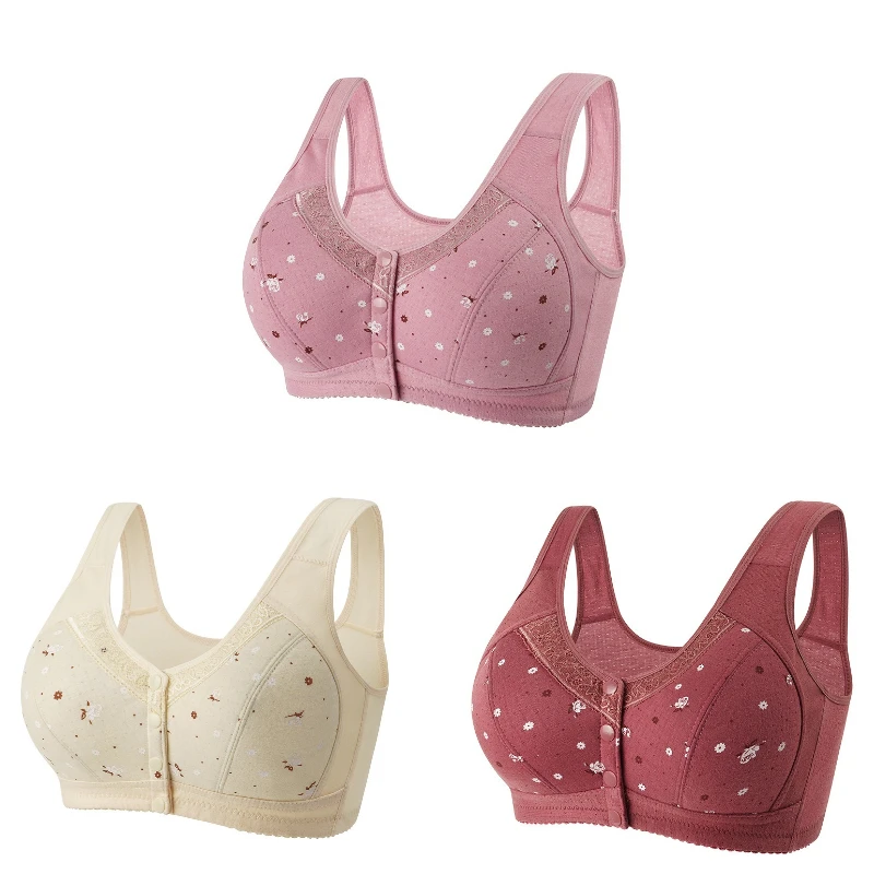 Zestaw 3 biustonoszy zapinanych z przodu plus size Multi2