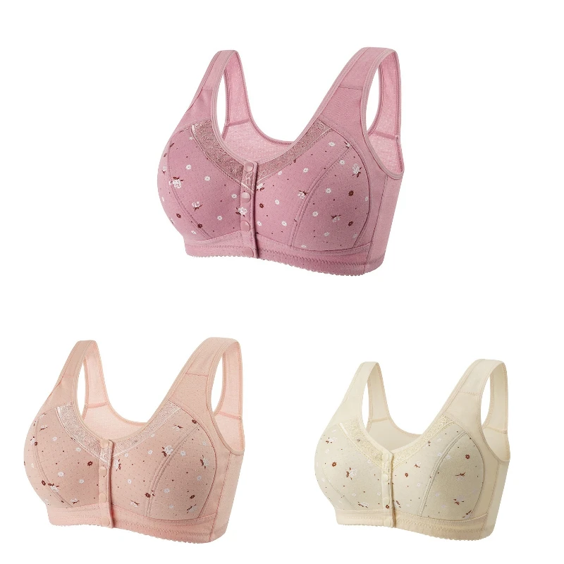 Zestaw 3 biustonoszy zapinanych z przodu plus size Multi4