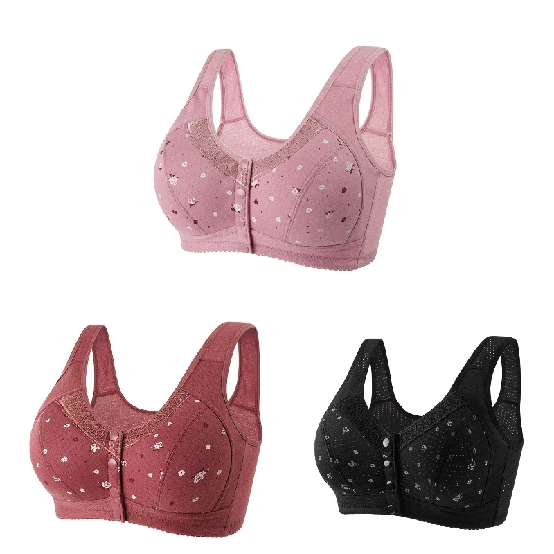 Zestaw 3 biustonoszy zapinanych z przodu plus size Multi5