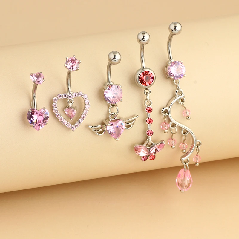 Zestaw 5 zwisających piercingów pępka cute dangle 14G Antyczna miedź platerowana