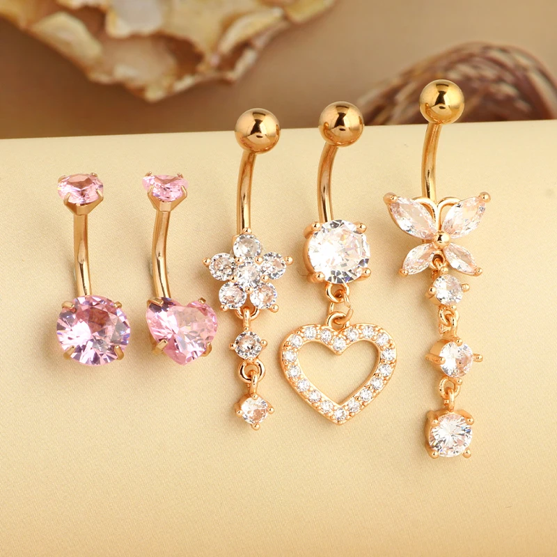 Zestaw 5 zwisających piercingów pępka cute dangle 14G Antyczne posrebrzane