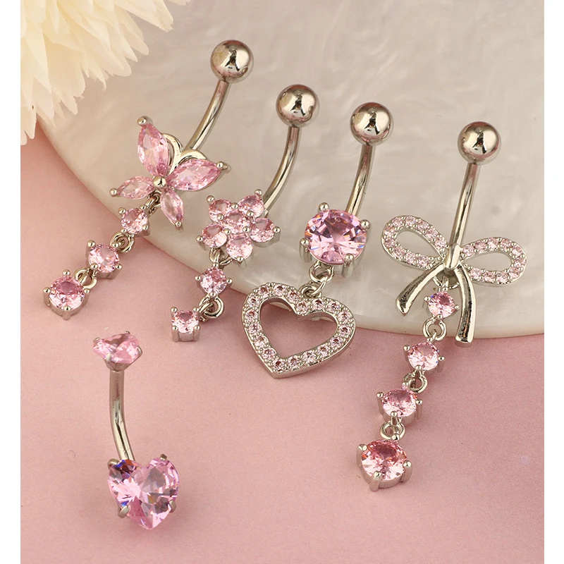 Zestaw 5 zwisających piercingów pępka cute dangle 14G Jasnożółty kolor