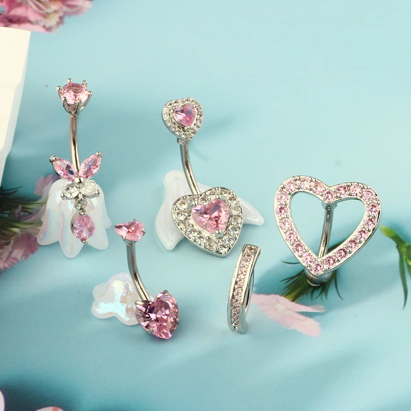 Zestaw 5 zwisających piercingów pępka cute dangle 14G Kolor jasnożółtego złota