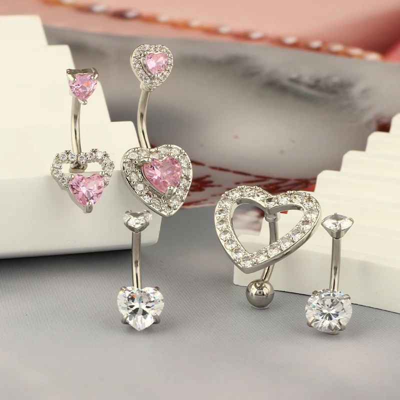 Zestaw 5 zwisających piercingów pępka cute dangle 14G Złoty kolor