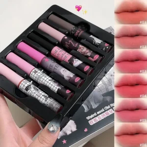 Zestaw 6 błyszczyków mirror gloss w stylu cute cat lusterko Błękitny