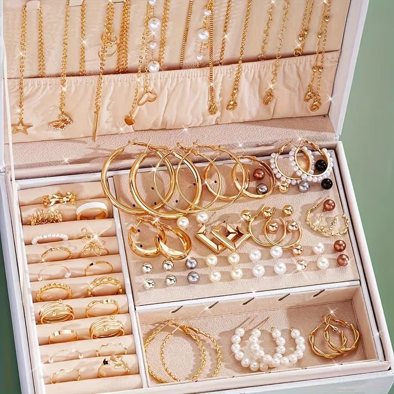 Zestaw biżuterii boho 86 elementów — kolczyki, naszyjniki, pierścionki i bransoletki Ayagold color