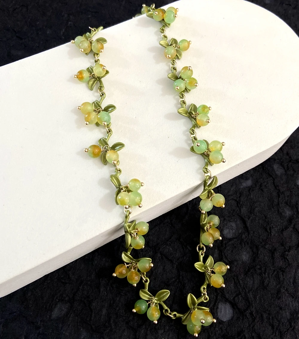 Zestaw biżuterii retro z kamieniami naturalnymi — kolczyki, bransoletka, naszyjnik Color 6 necklace