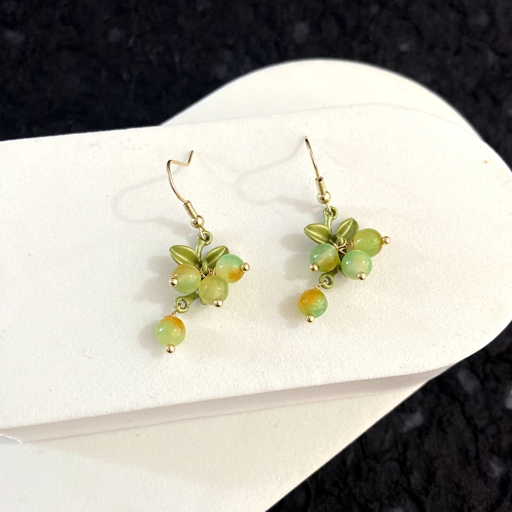 Zestaw biżuterii retro z kamieniami naturalnymi — kolczyki, bransoletka, naszyjnik Earrings in color 6