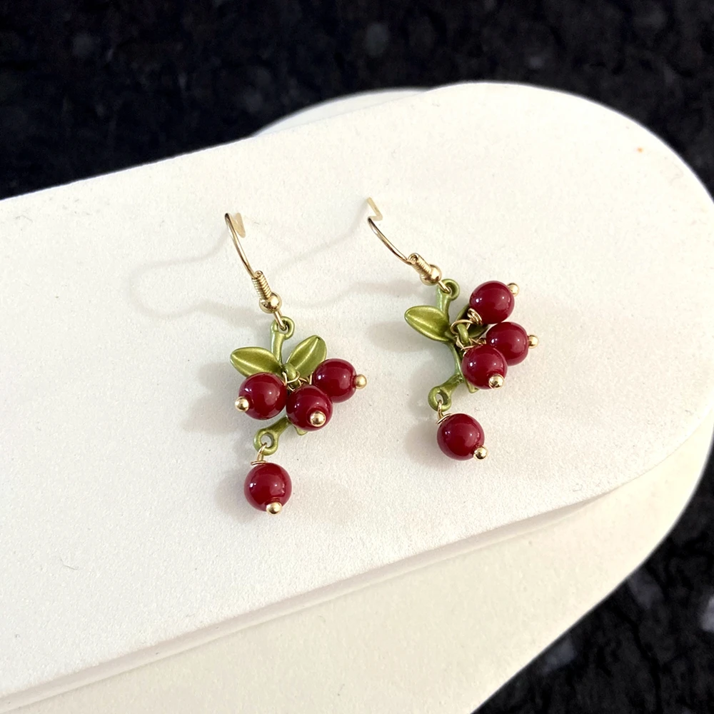 Zestaw biżuterii retro z kamieniami naturalnymi — kolczyki, bransoletka, naszyjnik Earrings in color 7