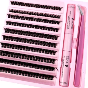 Zestaw DIY Rzęsy Kępkowe z Klejem i Zmywaczem 200 szt. Zielony