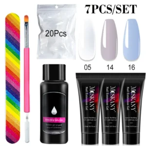 Zestaw do manicure żelowego z lampą LED — dla początkujących Różowy brąz