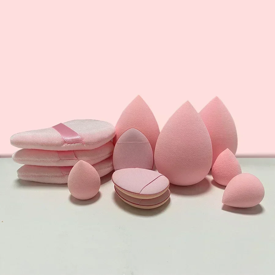 Zestaw gąbek do makijażu beauty blender 12/14 sztuk z mini puffs Czerwony
