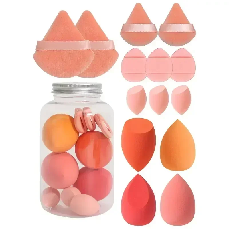 Zestaw gąbek do makijażu beauty blender 12/14 sztuk z mini puffs Niebieski