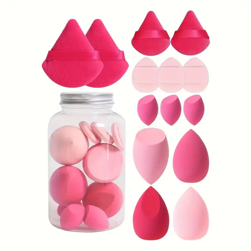 Zestaw gąbek do makijażu beauty blender 12/14 sztuk z mini puffs Pomarańczowy