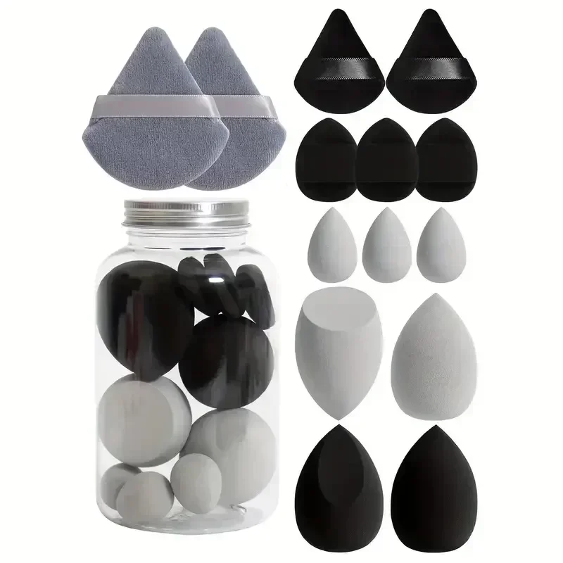 Zestaw gąbek do makijażu beauty blender 12/14 sztuk z mini puffs Zielony