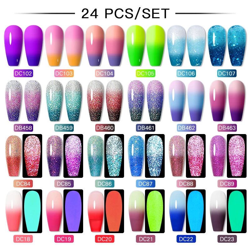 Zestaw lakierów hybrydowych UV Gel do paznokci z bazą i topem Khaki