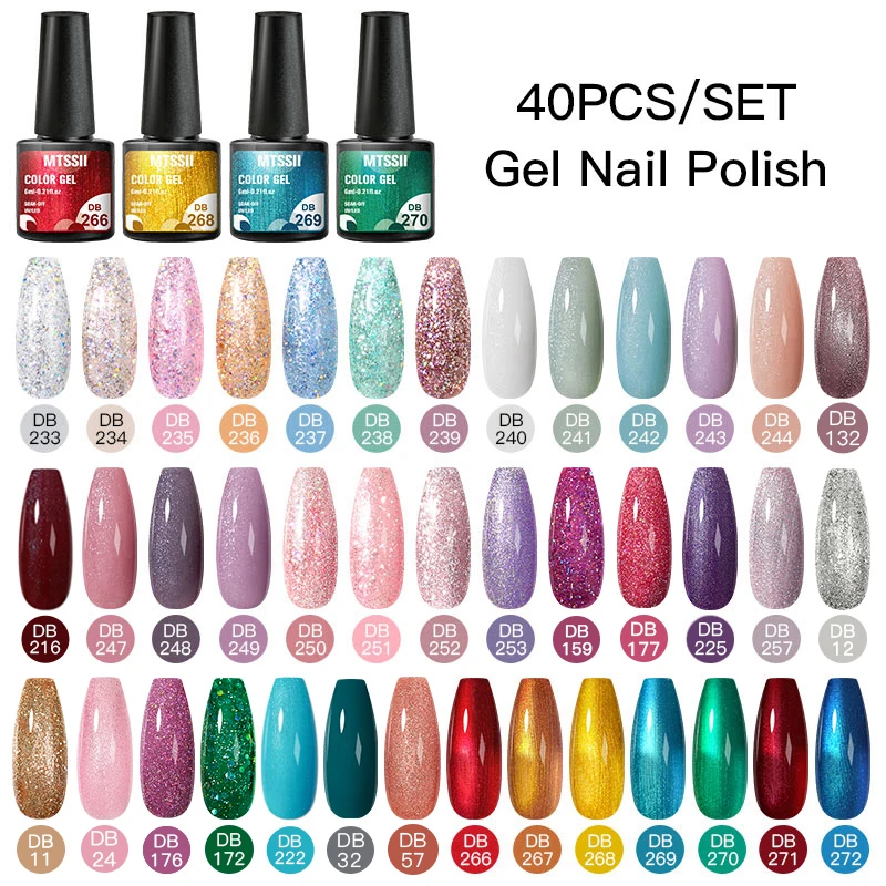 Zestaw lakierów hybrydowych UV Gel do paznokci z bazą i topem Złoto