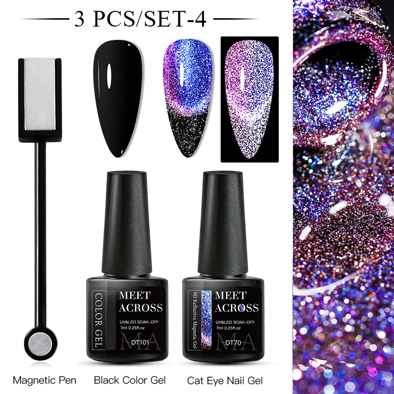 Zestaw magnetycznych lakierów żelowych 9D Cat Eye UV/LED Czarny