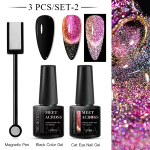 Zestaw magnetycznych lakierów żelowych 9D Cat Eye UV/LED Czerwony